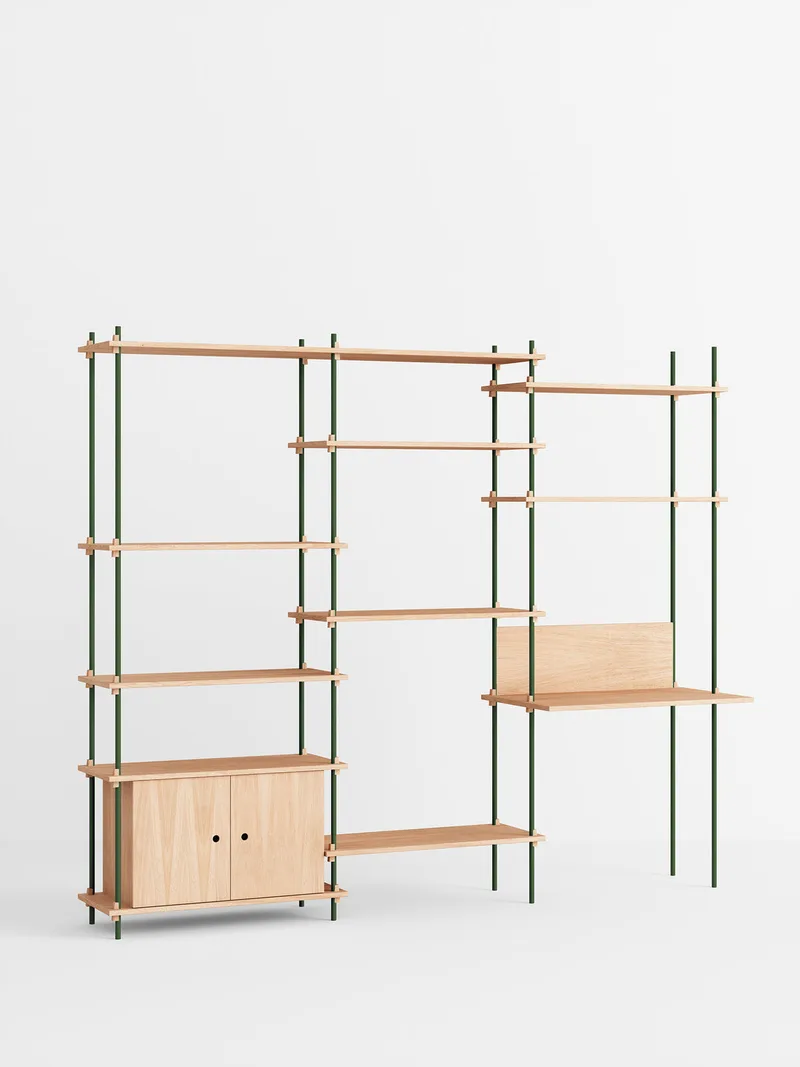 Shelving System – s.200.3.D van MOEBE in Oak/Pine-Green – productfoto 4 van 4