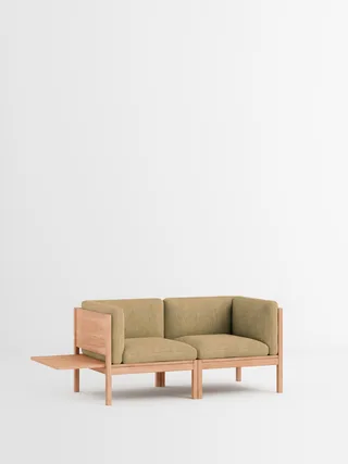 2 Seater Sofa with Sides + 1 Side Table by MOEBE in Moss, Moss 0021, Oak – product photo 35 of 35
