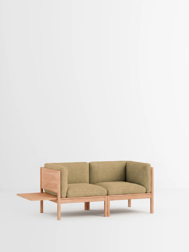 2 Seater Sofa with Sides + 1 Side Table by MOEBE in Moss, Moss 0021, Oak – product photo 35 of 35