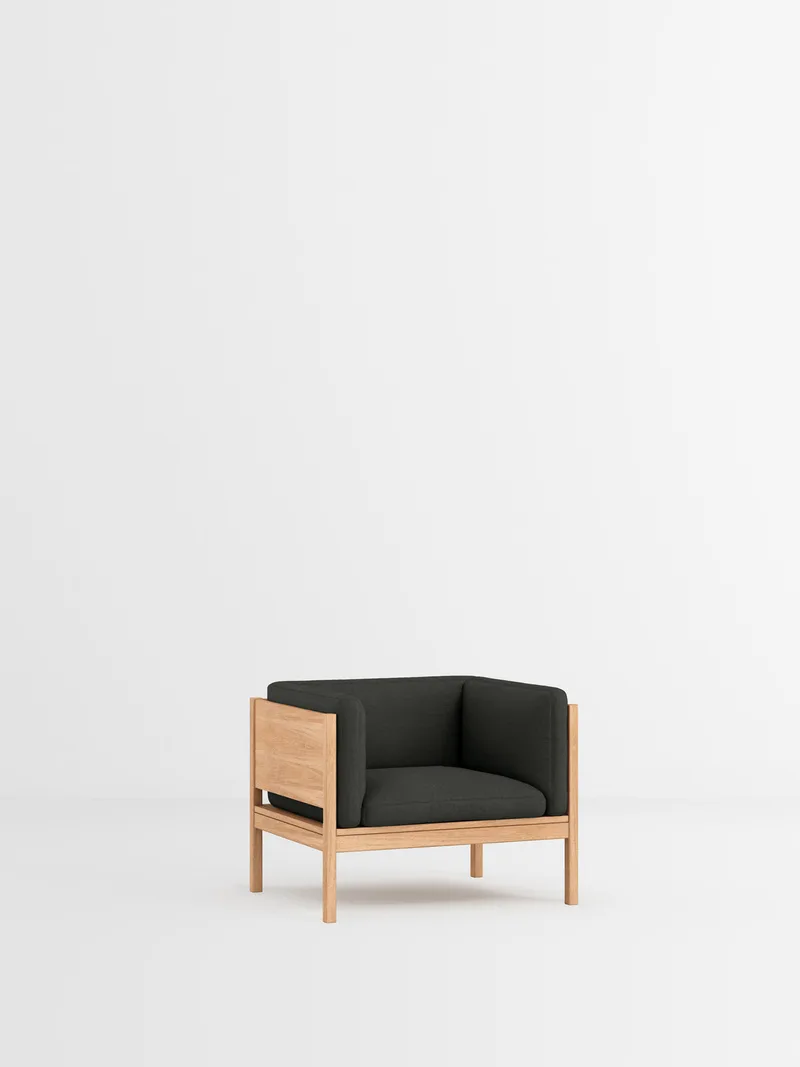 Lounge Chair van MOEBE in Re-Wool 2, Re-Wool 2 – 198, Oak – productfoto