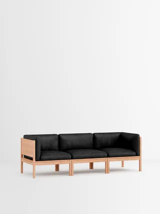 3 Seater Sofa with Sides by MOEBE in Leather, Black Leather, Oak – product photo 35 of 35