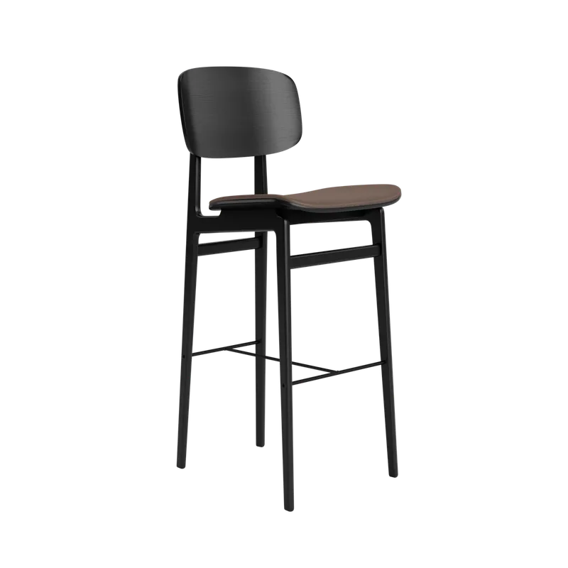 NY11 Counter & Bar w/ Backrest by NORR11 in Black Oak, H75, Seat / Dunes Dark Brown 21001 – product photo