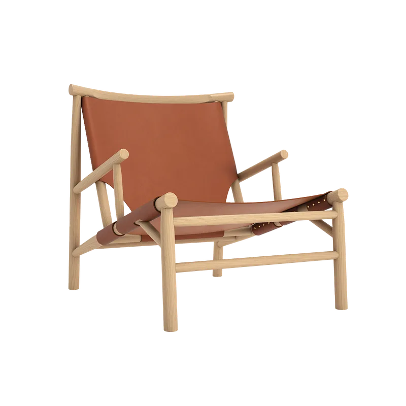 Samurai Chair van NORR11 in Natural Oak / Brandy Leather – productfoto