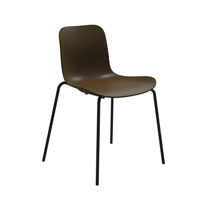 Langue Chair by NORR11 in Polypropylene – Espresso, Black Steel – product photo