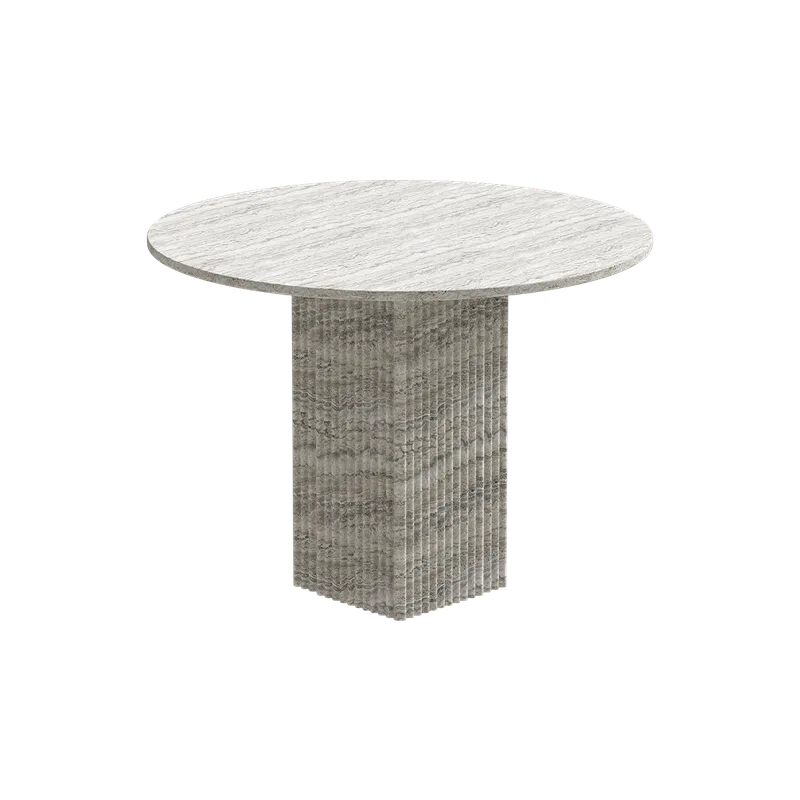 Soho Dining Table by NORR11 in Silver Travertine, Ø 120 cm – product photo