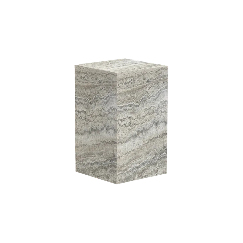 Cubism Side Table by NORR11 in Silver Travertine – product photo