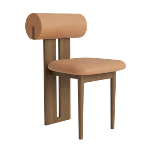 Hippo Chair | Wood by NORR11 in Light Smoked Oak, Dunes Camel 21004 – product photo 2 of 2