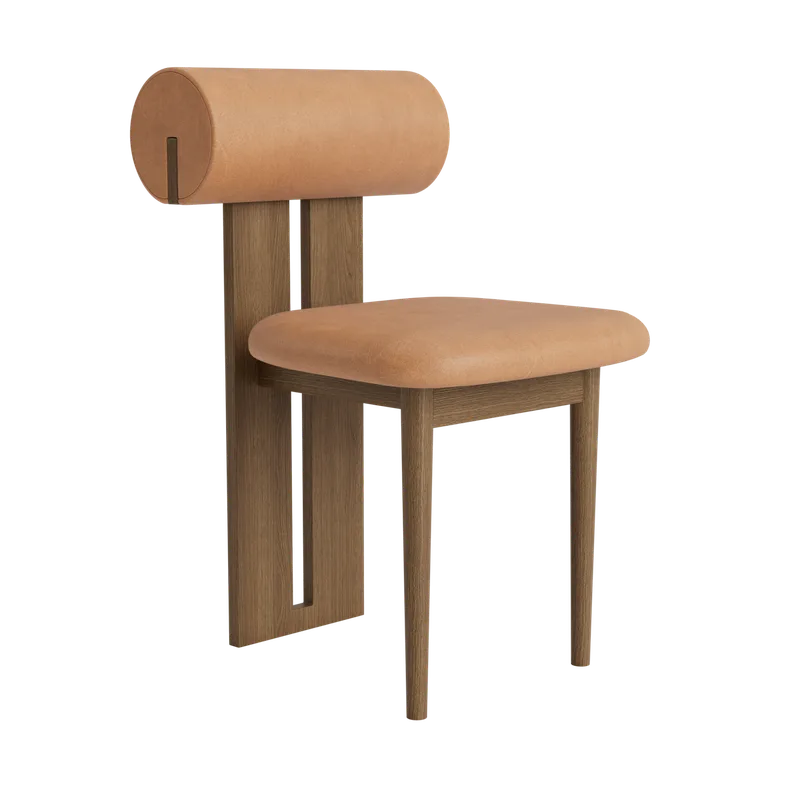 Hippo Chair | Wood by NORR11 in Light Smoked Oak, Dunes Camel 21004 – product photo 2 of 2