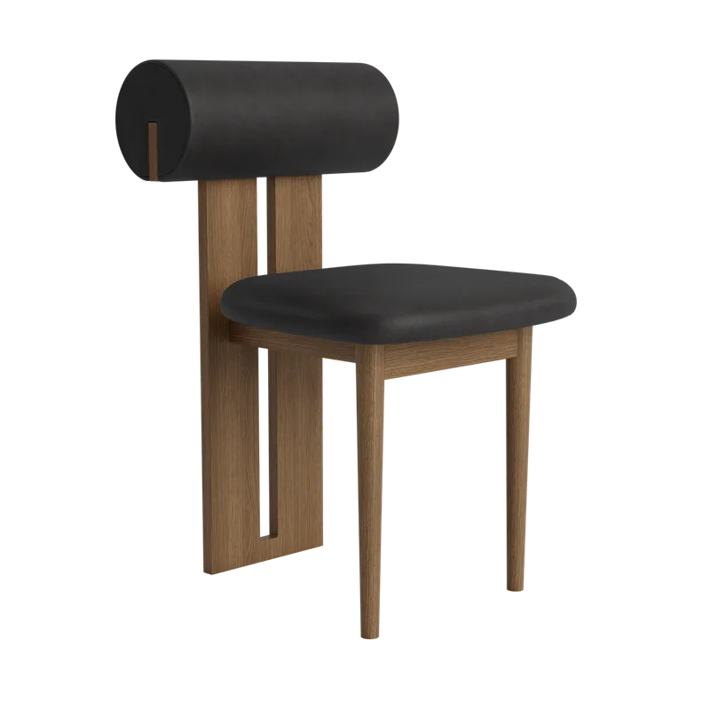 Hippo Chair | Wood van NORR11 in Light Smoked Oak, Dunes Anthracite 21003 – productfoto 2 van 2