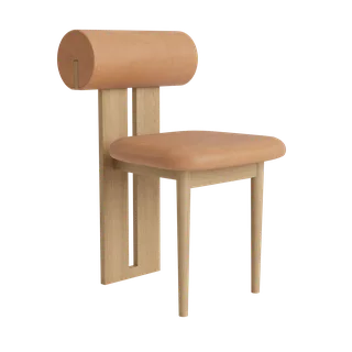 Hippo Chair | Wood van NORR11 in Natural Oak, Dunes Camel 21004 – productfoto 2 van 2