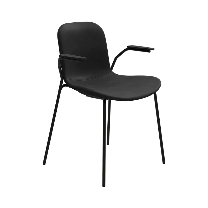 Langue Chair w/ Armrest by NORR11 in Natural Oak, Chrome Steel, Polypropylene – Ecru – product photo