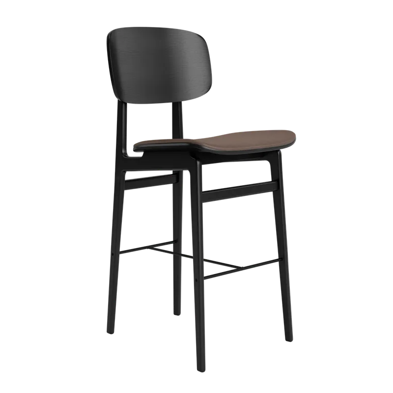 NY11 Counter & Bar w/ Backrest by NORR11 in Black Oak, H65, Seat / Dunes Dark Brown 21001 – product photo