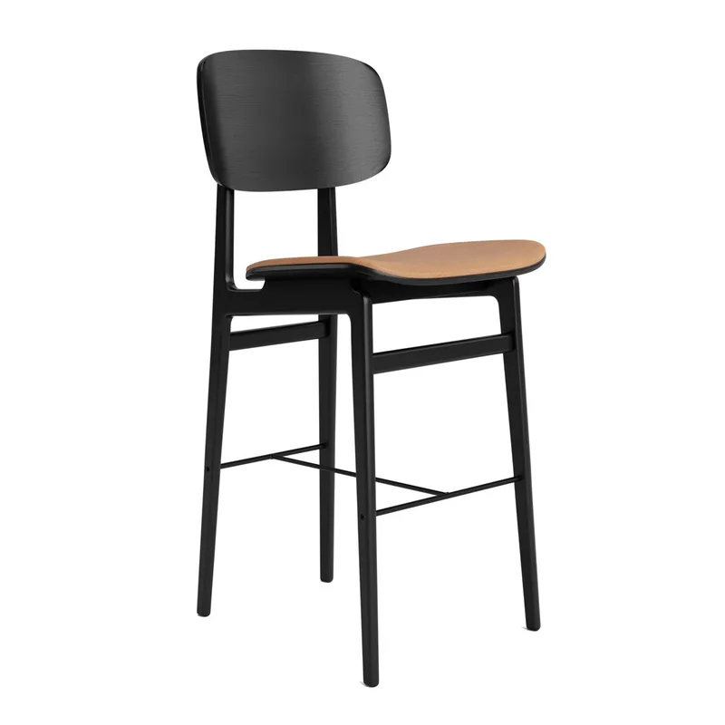 NY11 Counter & Bar w/ Backrest by NORR11 in Black Oak, H65, Seat / Dunes Camel 21004 – product photo