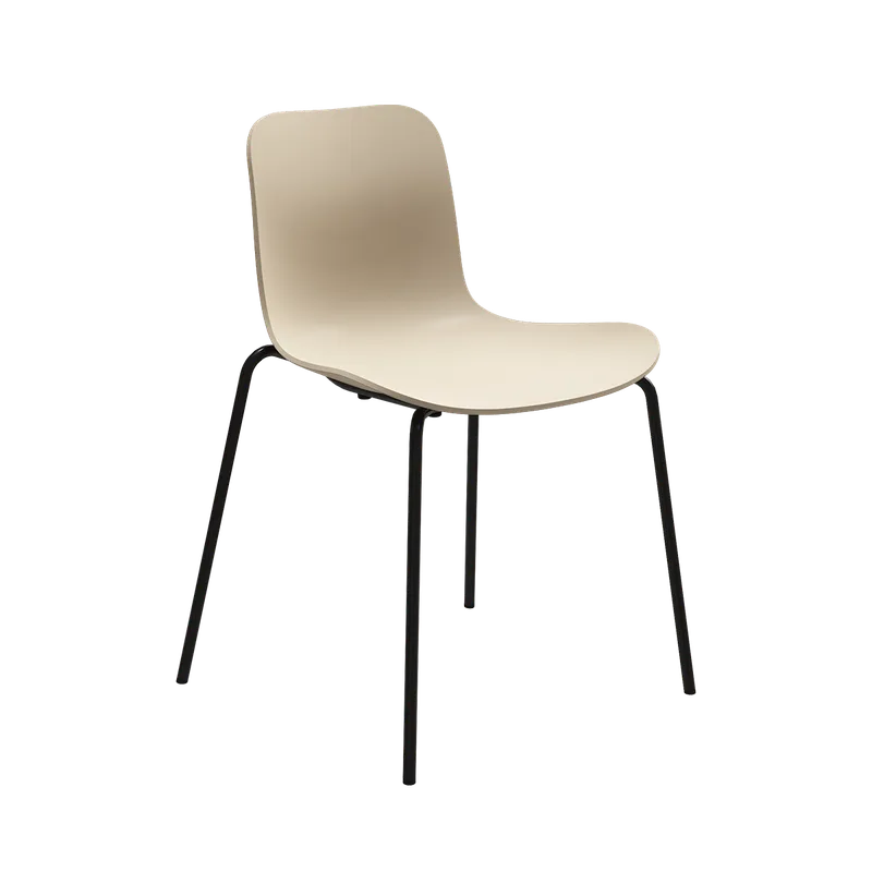 Langue Chair van NORR11 in Polypropylene – Ecru, Black Steel – productfoto