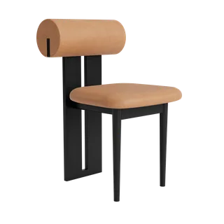 Hippo Chair | Wood van NORR11 in Black Oak, Dunes Camel 21004 – productfoto 2 van 2