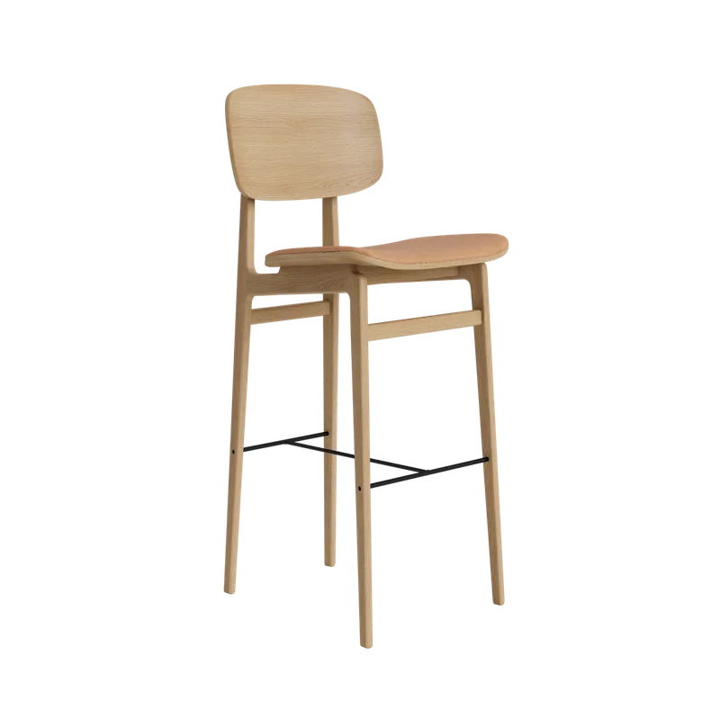 NY11 Counter & Bar w/ Backrest by NORR11 in Natural Oak, H75, Seat / Dunes Camel 21004 – product photo