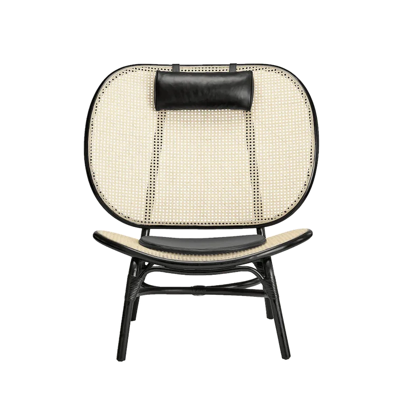 Nomad Chair van NORR11 in Black Bamboo, Aniline Leather Black – productfoto