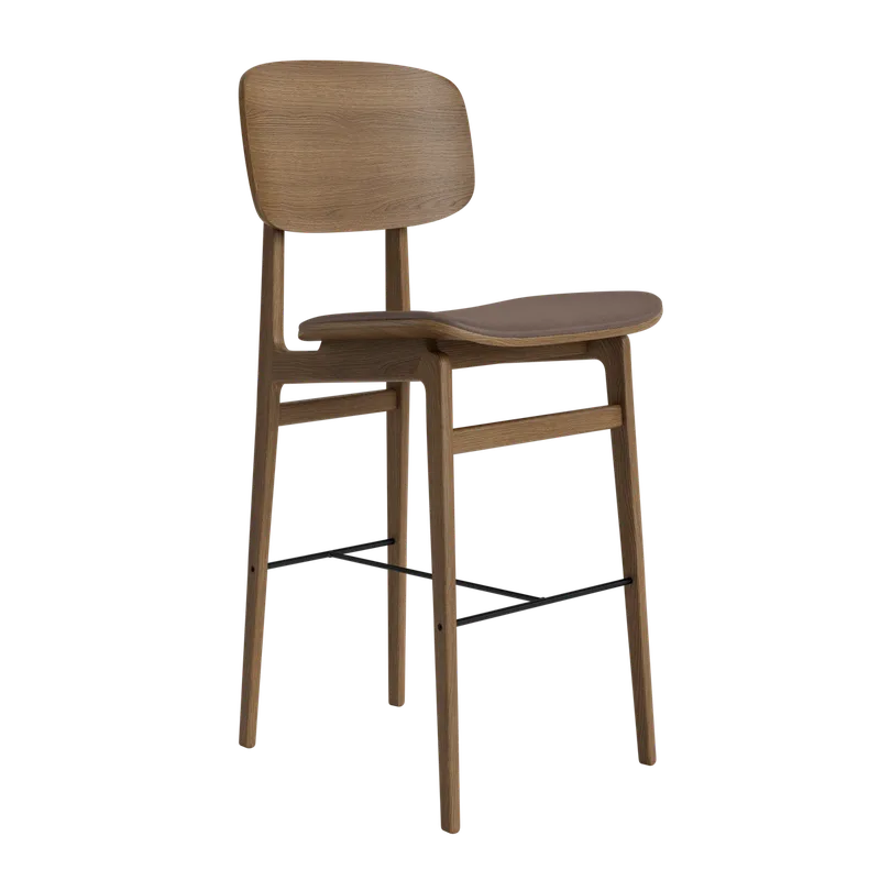 NY11 Counter & Bar w/ Backrest by NORR11 in Light Smoked Oak, H65, Seat / Dunes Dark Brown 21001 – product photo