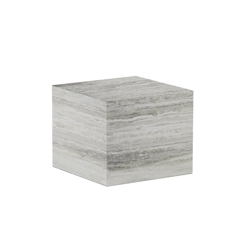 Cubism Coffee Table | Small von NORR11 in Small, Silver Travertine – Produktfoto
