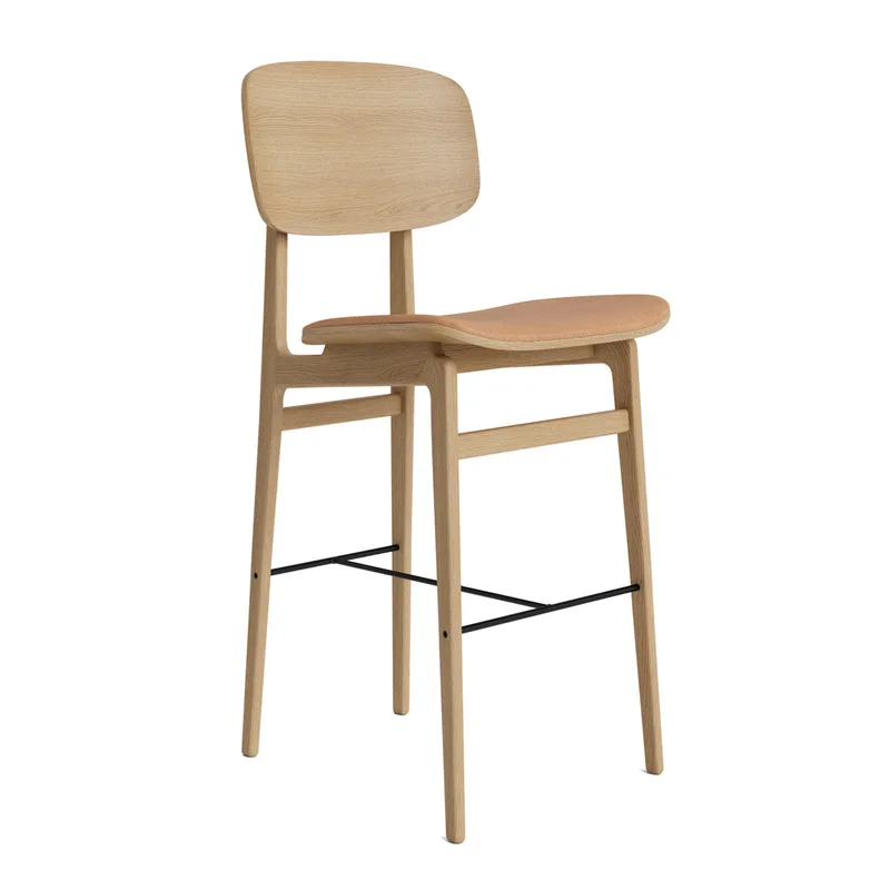 NY11 Counter & Bar w/ Backrest by NORR11 in Natural Oak, H65, Seat / Dunes Camel 21004 – product photo