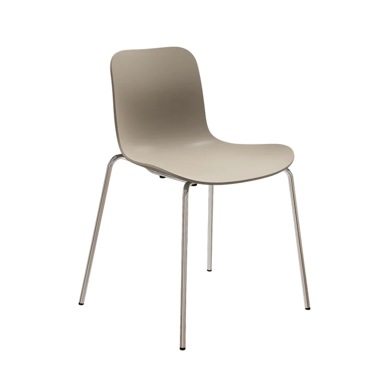Langue Chair by NORR11 in Polypropylene – Warm Grey, Chrome Steel – product photo
