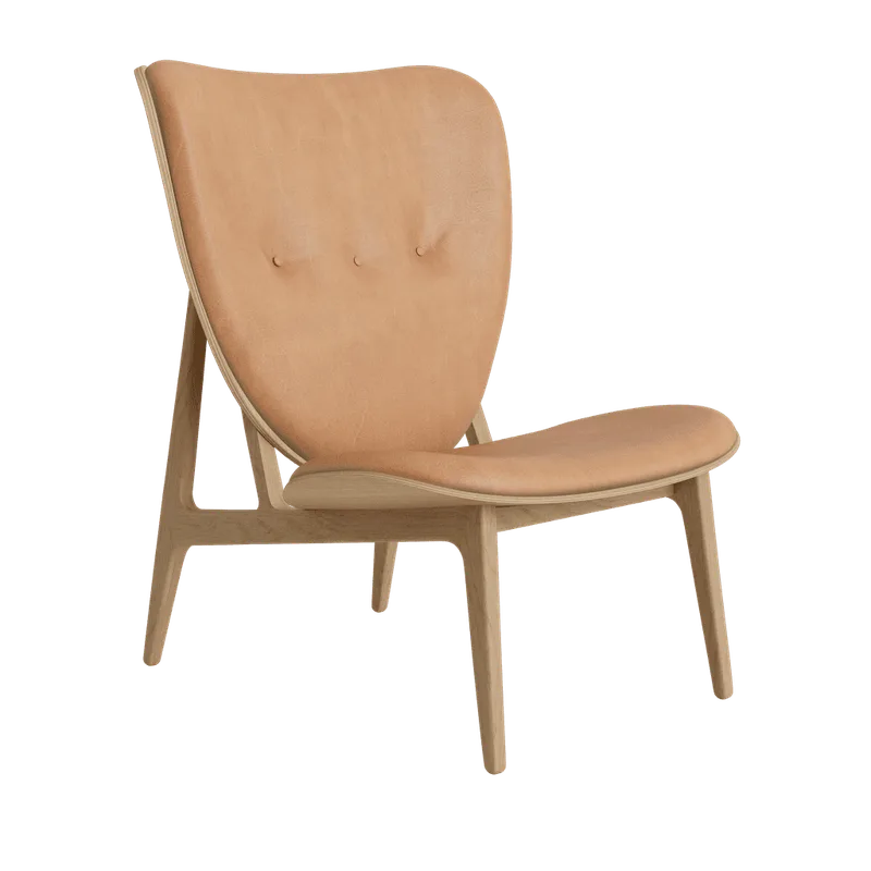 Elephant Lounge Chair van NORR11 in Natural Oak, Front – Dunes Camel 21004 – productfoto 2 van 2