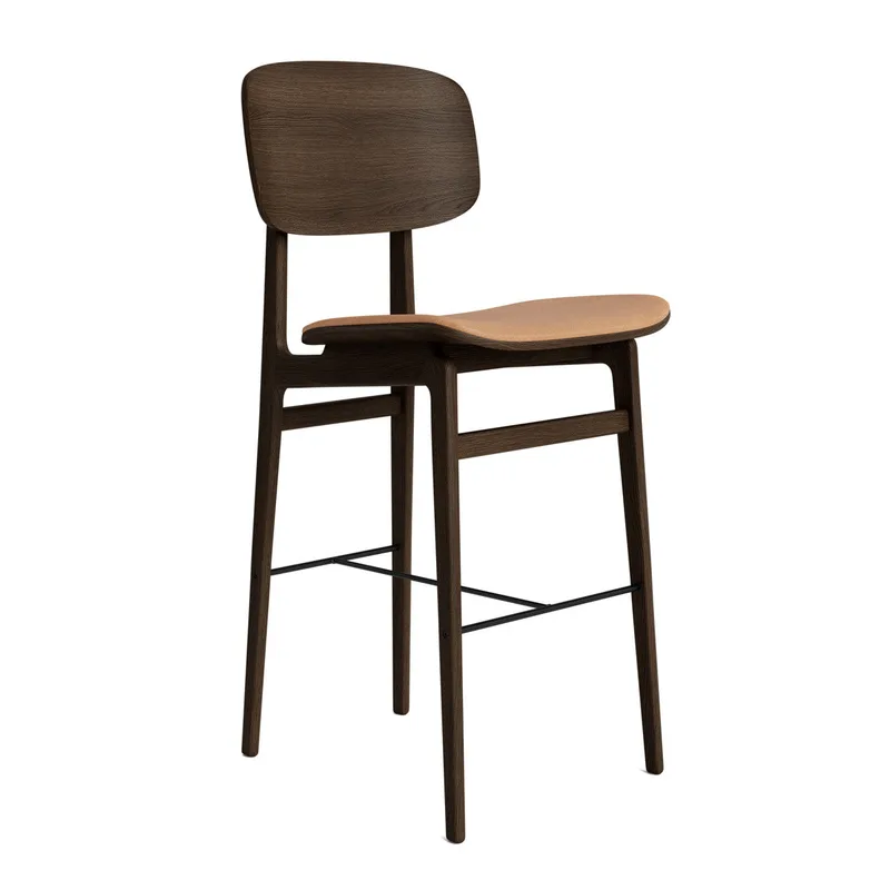 NY11 Counter & Bar w/ Backrest by NORR11 in Dark Smoked Oak, H65, Seat / Dunes Camel 21004 – product photo