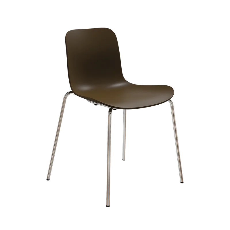 Langue Chair van NORR11 in Polypropylene – Espresso, Chrome Steel – productfoto