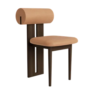 Hippo Chair | Wood von NORR11 in Dark Smoked Oak, Dunes Camel 21004 – Produktfoto 2 von 2