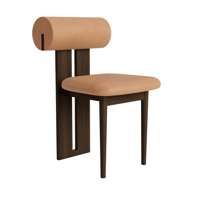 Hippo Chair | Wood von NORR11 in Dark Smoked Oak, Dunes Camel 21004 – Produktfoto 2 von 2