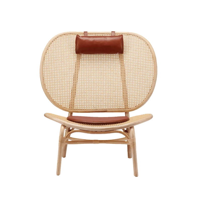 Nomad Chair by NORR11 in Nature Bamboo, Aniline Leather Cognac – product photo