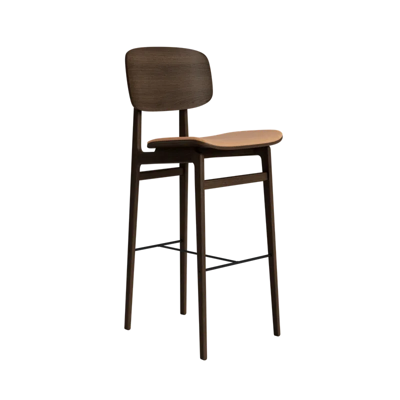 NY11 Counter & Bar w/ Backrest by NORR11 in Dark Smoked Oak, H75, Seat / Dunes Camel 21004 – product photo