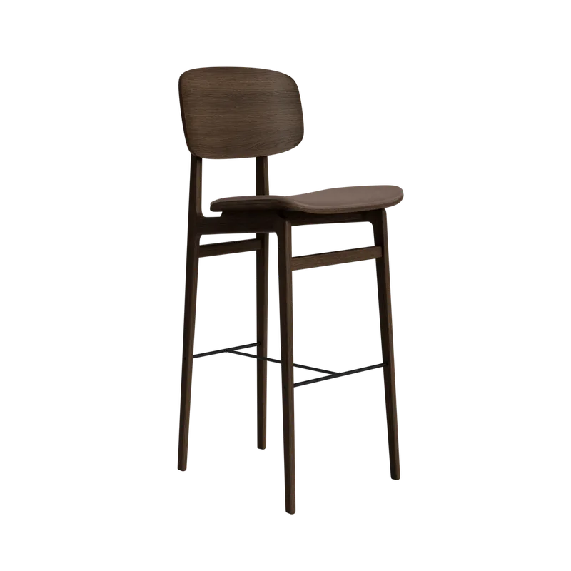 NY11 Counter & Bar w/ Backrest by NORR11 in Dark Smoked Oak, H75, Seat / Dunes Dark Brown 21001 – product photo