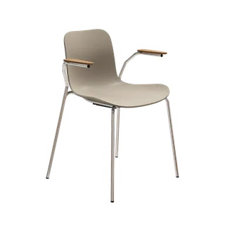 Langue Chair w/ Armrest by NORR11 in Light Smoked Oak, Chrome Steel, Polypropylene – Warm Grey – product photo 2 of 2