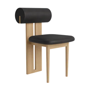 Hippo Chair | Wood van NORR11 in Natural Oak, Dunes Anthracite 21003 – productfoto 2 van 2