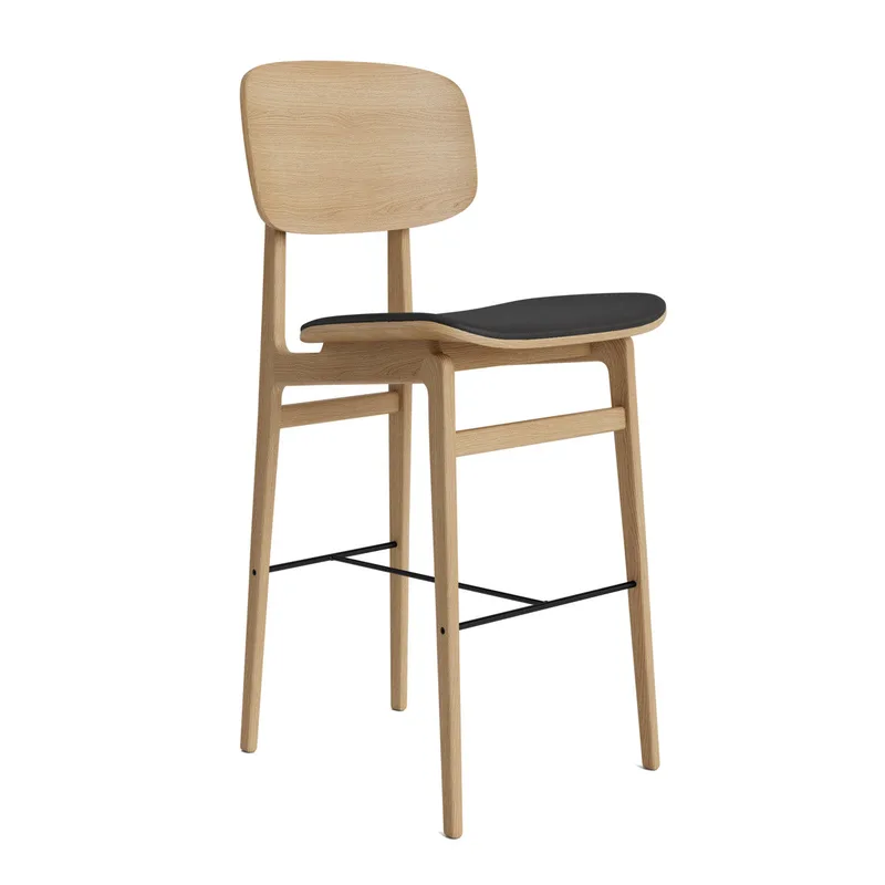 NY11 Counter & Bar w/ Backrest by NORR11 in Natural Oak, H65, Seat / Dunes Anthracite 21003 – product photo