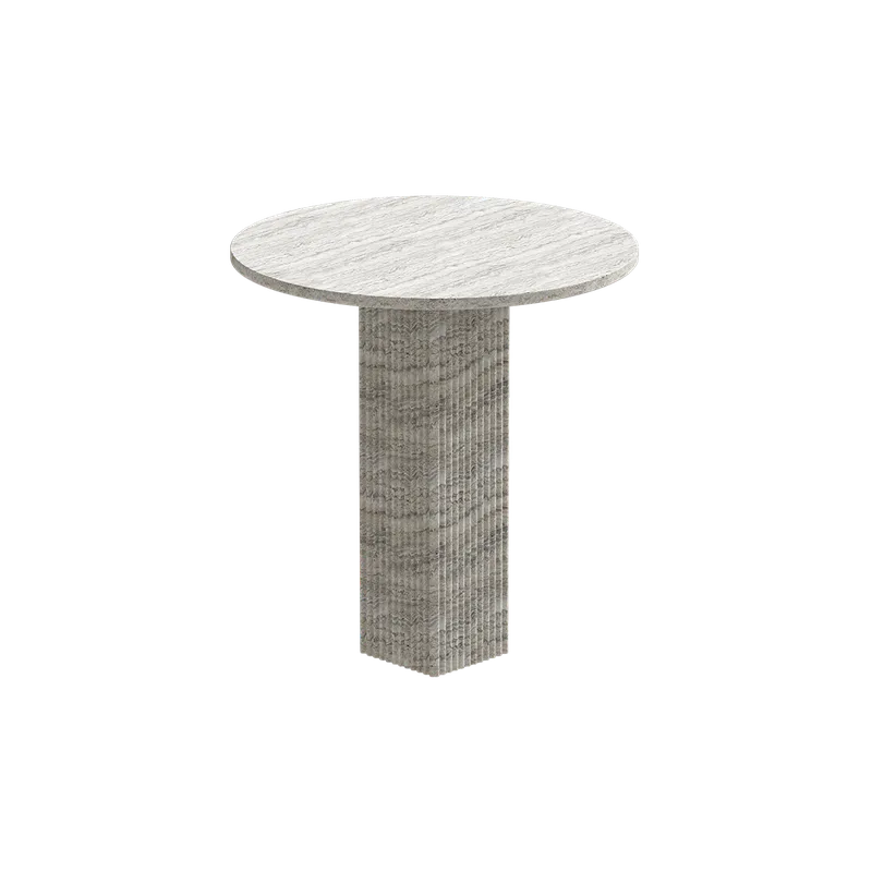 Soho Dining Table by NORR11 in Silver Travertine, Ø 80 cm – product photo