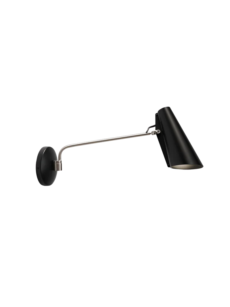 Birdy swing vegglampe van Northern in Svart/Stål – productfoto