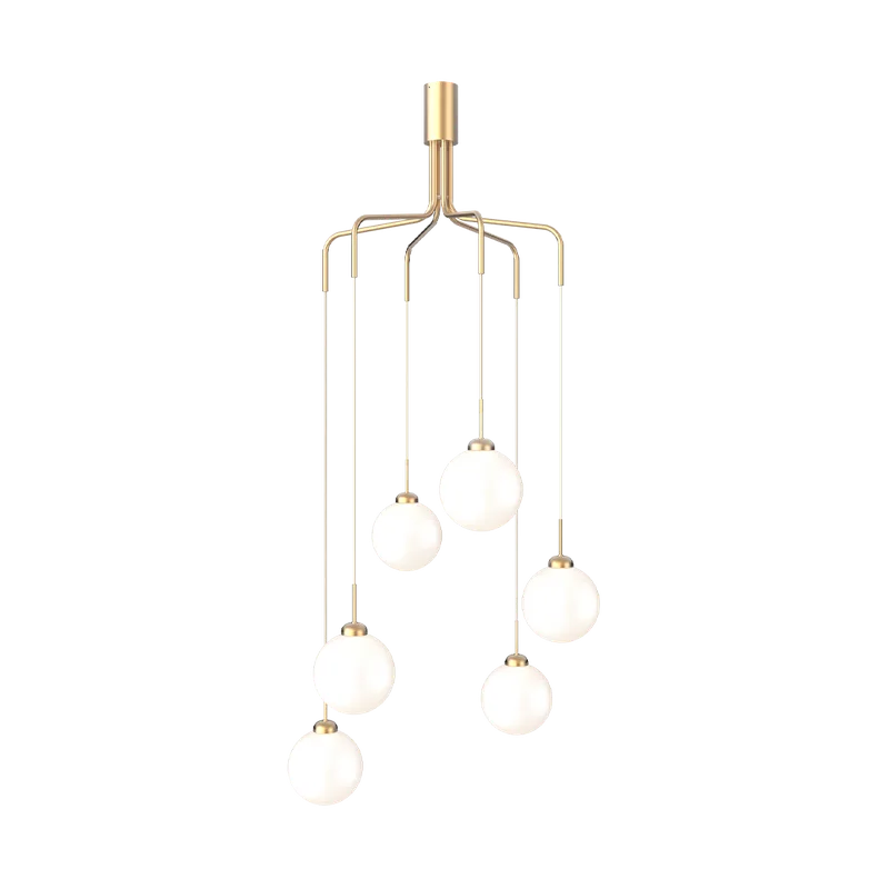 Apiales Cluster 6 Lysekrone by Nuura in Brushed brass / opal – product photo