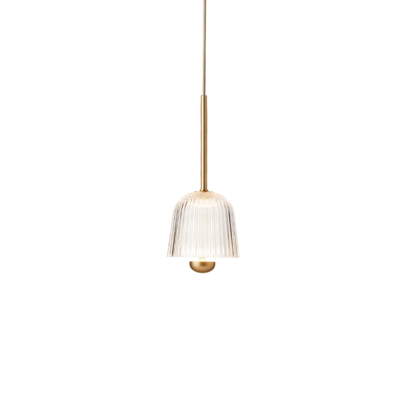 Asteea 1 Pendel, satin brass / ripple clear by Nuura – product photo
