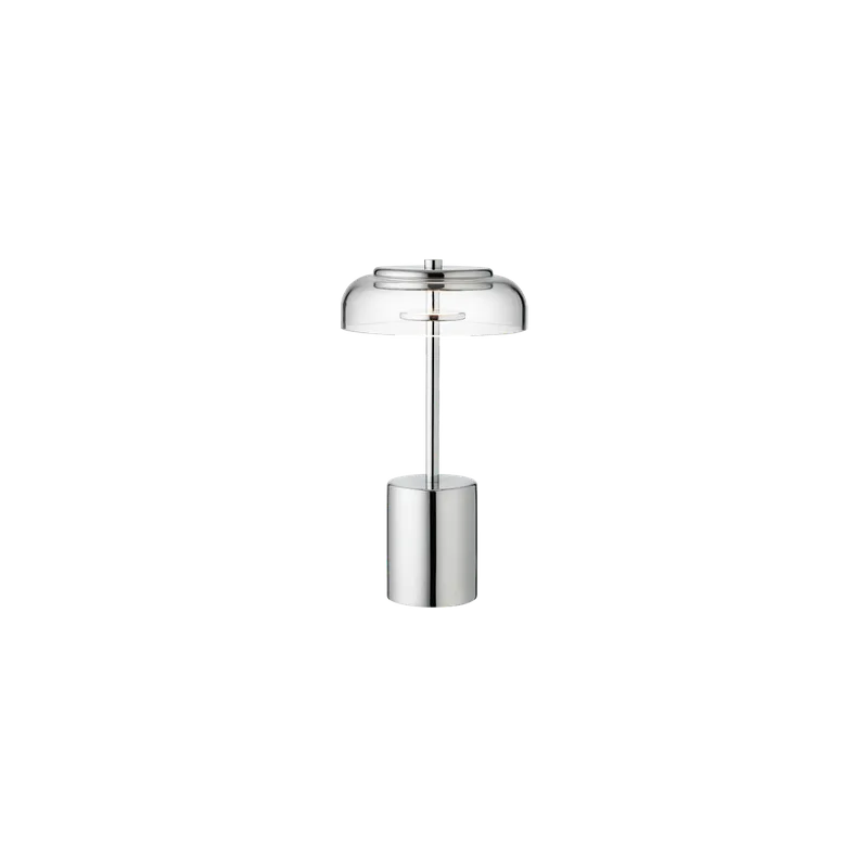 Blossi Table Mini Bærbar Lampe de Nuura en Chrome / clear – photo du produit