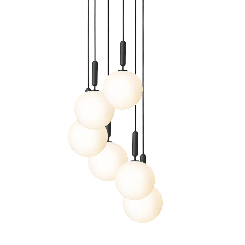 Miira 6 Large Lysekrone van Nuura in Rock grey / opal – productfoto