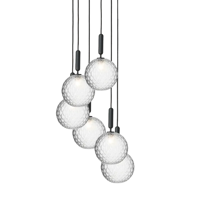 Miira 6 Large Lysekrone van Nuura in Rock grey / optic clear – productfoto