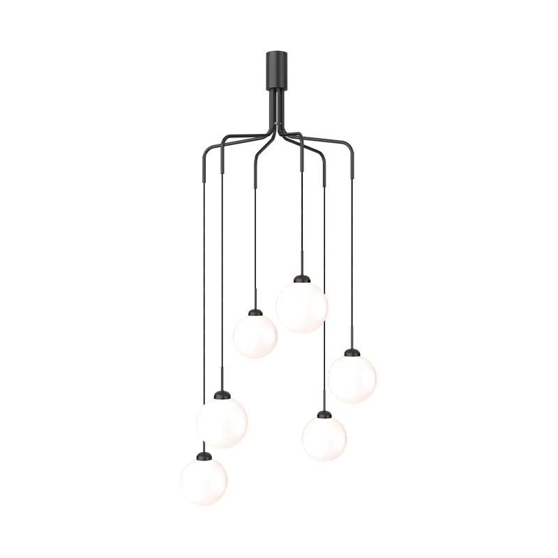 Apiales Cluster 6 Lysekrone von Nuura in Satin black / opal – Produktfoto