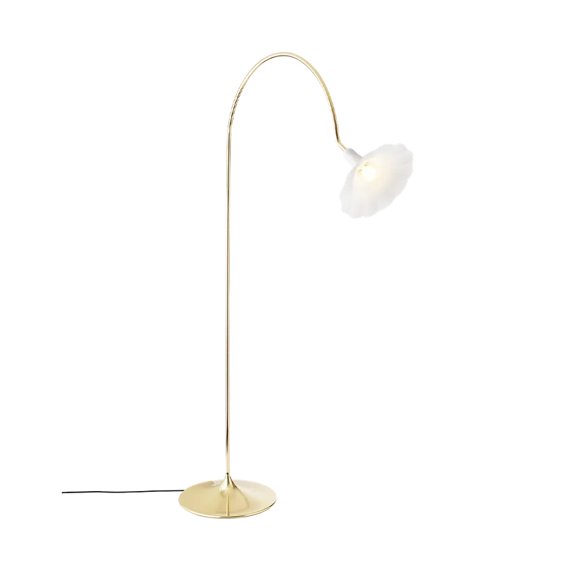 Petalii Floor Lampe, white / polished brass by Nuura – product photo