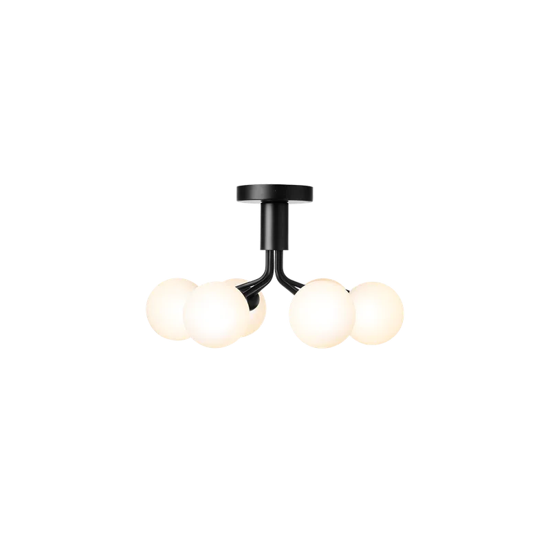 Apiales 6 Ceiling Lysekrone van Nuura in Satin black / opal – productfoto