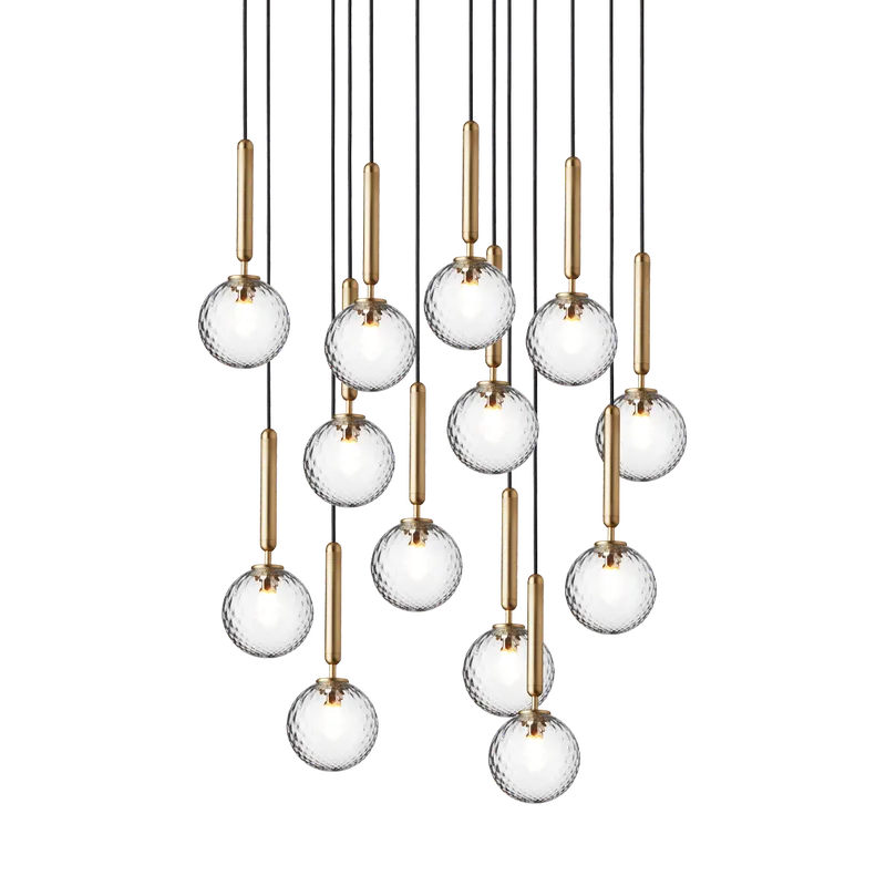 Miira 13 Lysekrone by Nuura in Brass / optic clear – product photo