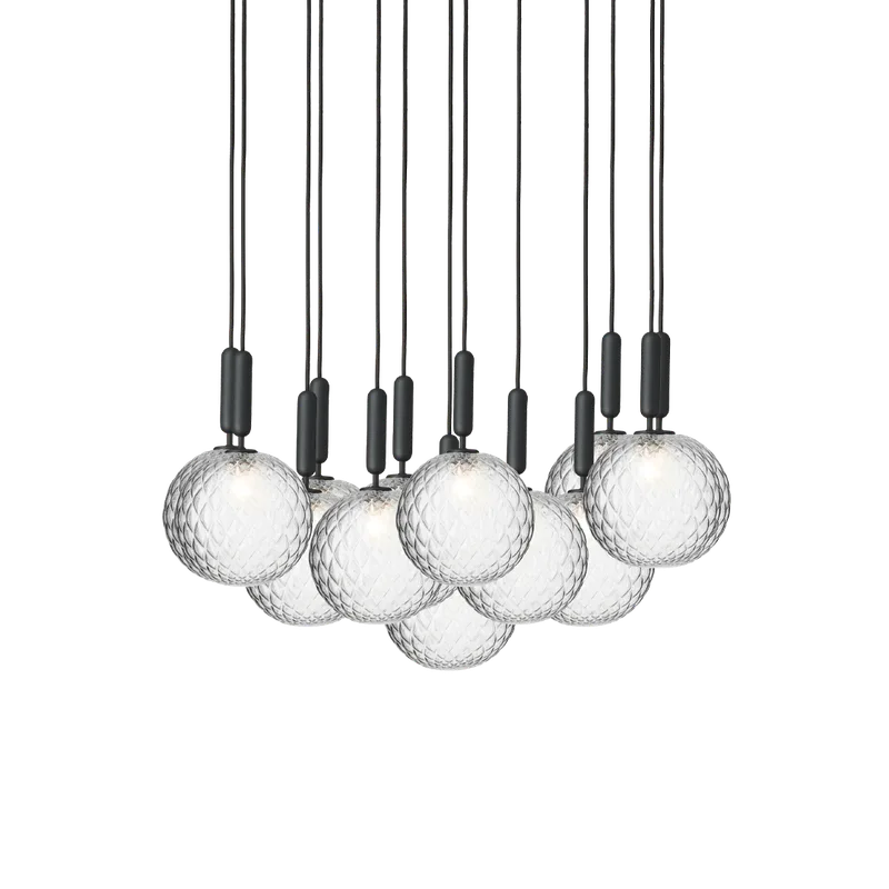 Miira 13 Large Lysekrone van Nuura in Rock grey / optic clear – productfoto