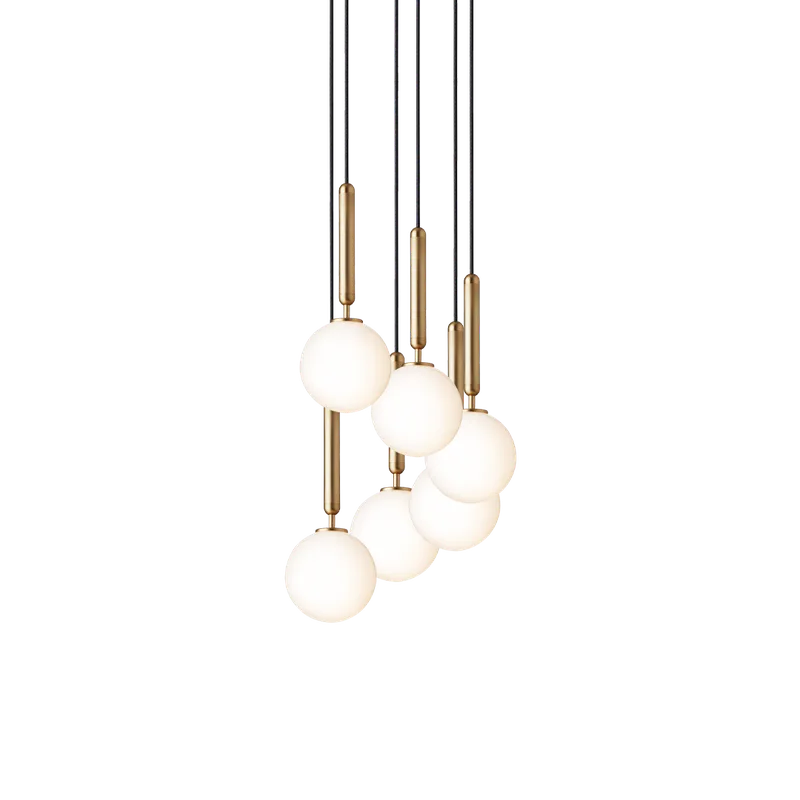 Miira 6 Lysekrone de Nuura en Brass / opal – photo du produit
