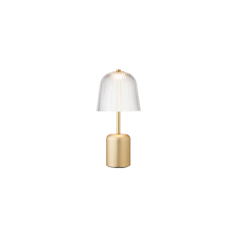 Asteea Table Lampe, portable, satin brass / ripple clear by Nuura – product photo